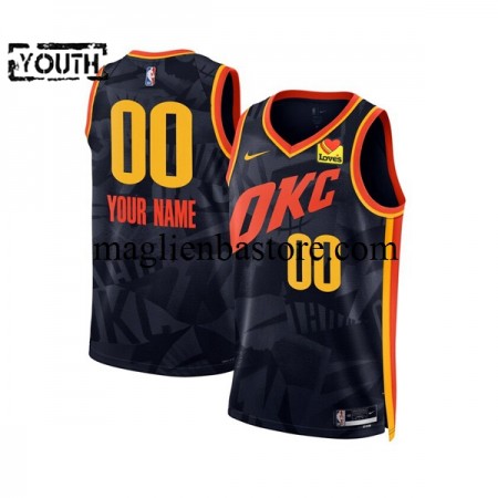 Maglia NBA Oklahoma City Thunder Personalizzate 2023-2024 Nike City Edition Navy Swingman - Bambino